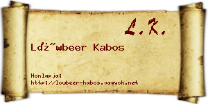 Löwbeer Kabos névjegykártya